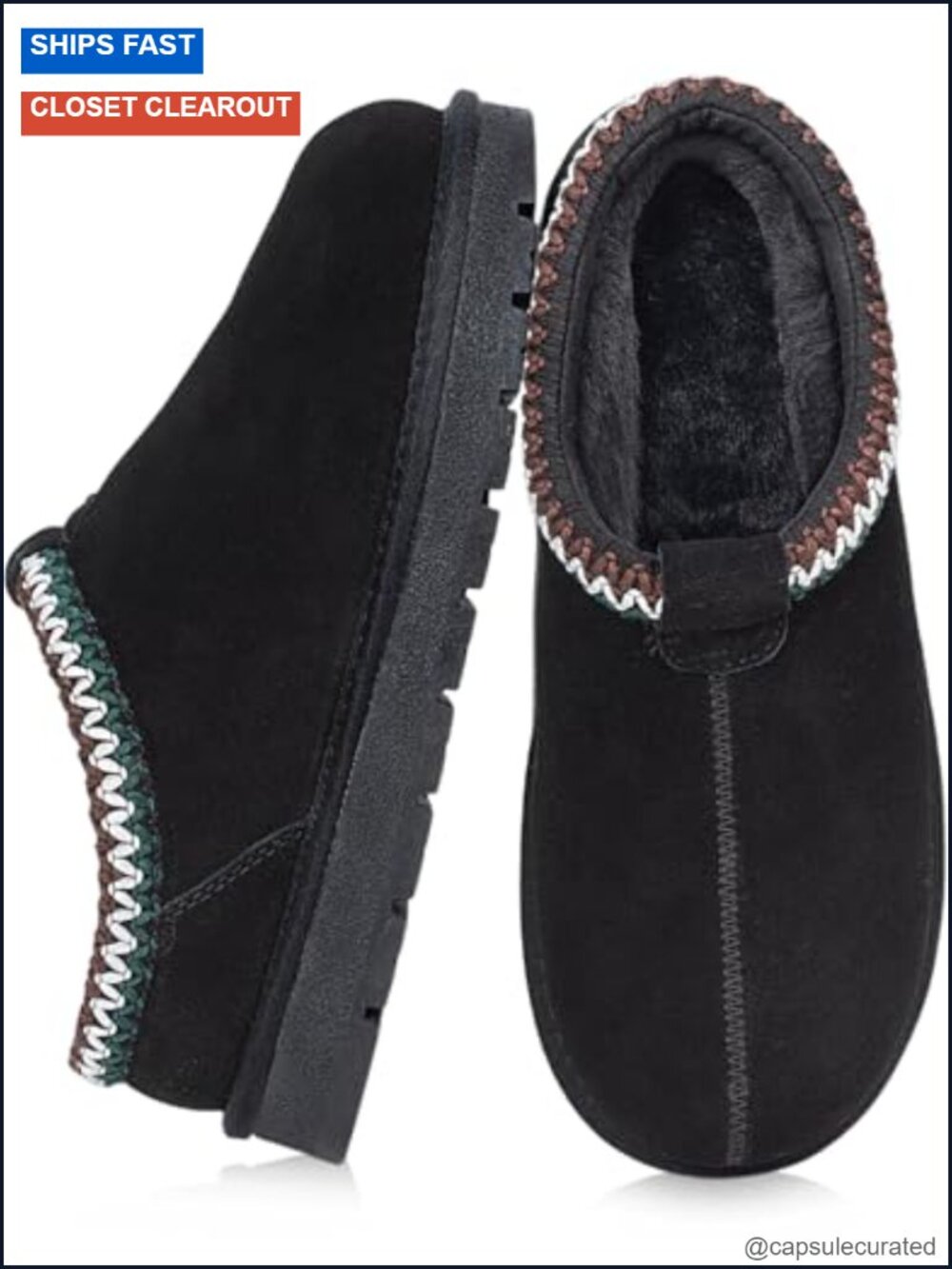 Suede Leather Platform Slippers Slip On Cozy Winter House Slippers Indoor